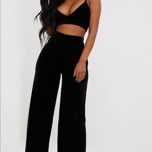 PLT Shape Velvet Wide Leg Trouser